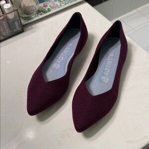 Rothy's wool The Point Pointed Knit Flats in Aubergine